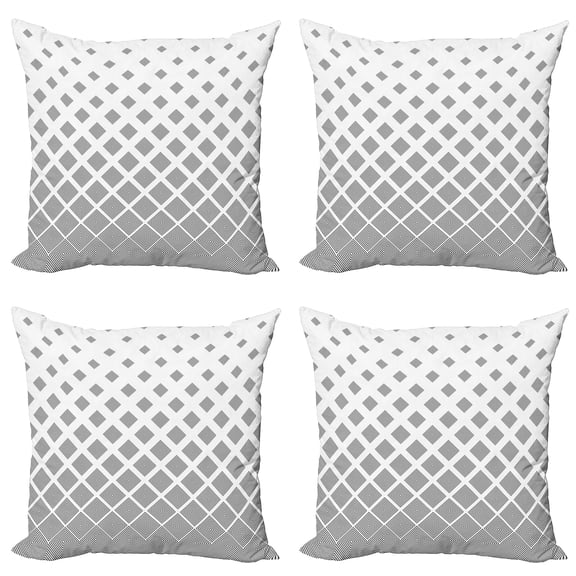 Ambesonne Geometric Throw Pillow Cover 4 Pack, Black White Squares, 20", Black and White
