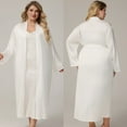 thumbnail image 2 of Wensltd Plus Size Nightgown Set for Women 2 Piece Solid Color Comfortable Long Sleeve Robe Home Clothes, 2 of 4