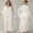 White, variant on Women's Plus Sized Nightgown and Robe Set Long Sleeves Robes 2 Piece Bathrobe Set V-neck Cami Sleepwear