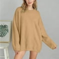 thumbnail image 2 of Women's Oversized Crewneck Sweaters Long Sleeve Fuzzy Knit Pullover Solid Color Warm Fall Top Trendy Outfits, 2 of 4