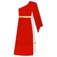 thumbnail image 6 of TiaoBug Girls Ancient Greek Toga One Shoulder Ruffles Maxi Dance Dress for Halloween Festival Show Red 10, 6 of 7