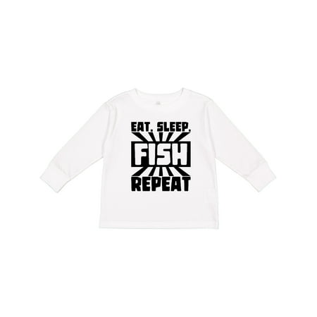 

Inktastic Eat Sleep Fish Repeat Gift Toddler Boy or Toddler Girl Long Sleeve T-Shirt