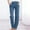Blue, variant on Women’s Elastic Waist Faux Jeans Straight Leg Pull on Denim-like Pants, Loose Casual Trousers with Pockets