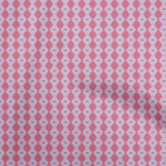 oneOone Polyester Lycra Pink Fabric Asian Ikat Sewing Material Print Fabric By The Yard 56 Inch Wide