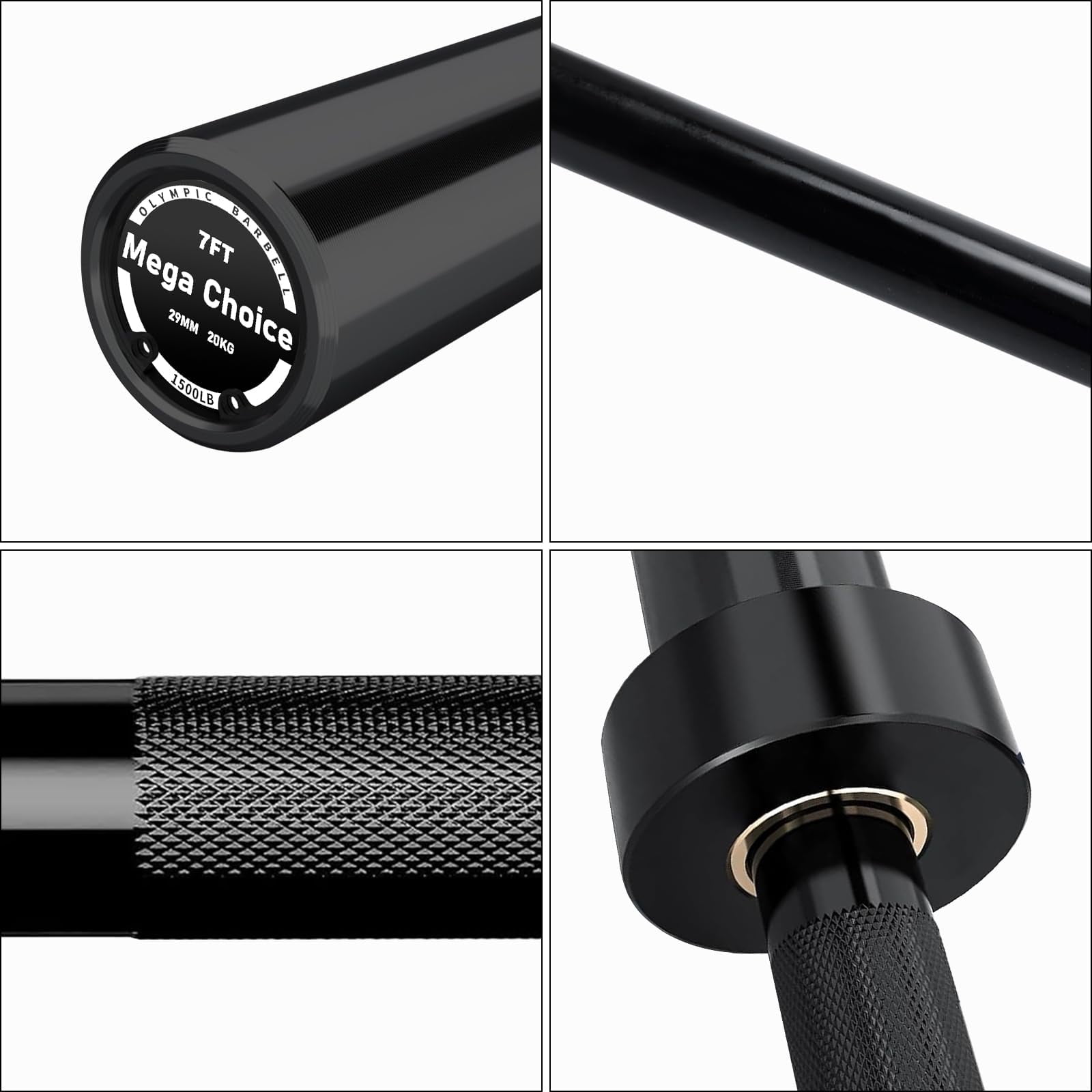 7FT Barbell, Weight Bar for Weightlifting and Powerlifting 45Lb, Bar for 1500Lbs Capacity, Weight Bar Fit 2” Standard Weights