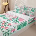 thumbnail image 3 of jejeloiu Minimalist Floral Zipper Twin Comforter Sets with Fitted Sheet and 2 Pillowcases For Girls,Pastel Pattern Zipper Bedding Set,White Pink Green,Reversible,4-Piece, 3 of 7