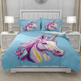 thumbnail image 2 of TeasBank 3D Printed Bedding Unicorn Duvet Cover Set Colorful Horse Blue Comforter Cover Set Adult Room Decor 1 Quilt Cover with 2 Pillow Cases,Twin Size (No Comforter), 2 of 4