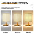 thumbnail image 4 of PPgejGEK Table Lamp for Bedroom 3 Way Dimmable Nightstand Lamp with Round Flaxen Fabric Shade for Living Room Office Dorm, Solid Wood, LED Bulb Included up to 65% off, 4 of 7