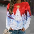 thumbnail image 2 of Chandail en Molleton d'Hiver pour Femmes Mi-Longueur Blouse Ample à Capuche Mode Pull Col Rond Chaud Cardigan Imprimé Noël Hoilidy, 2 of 7