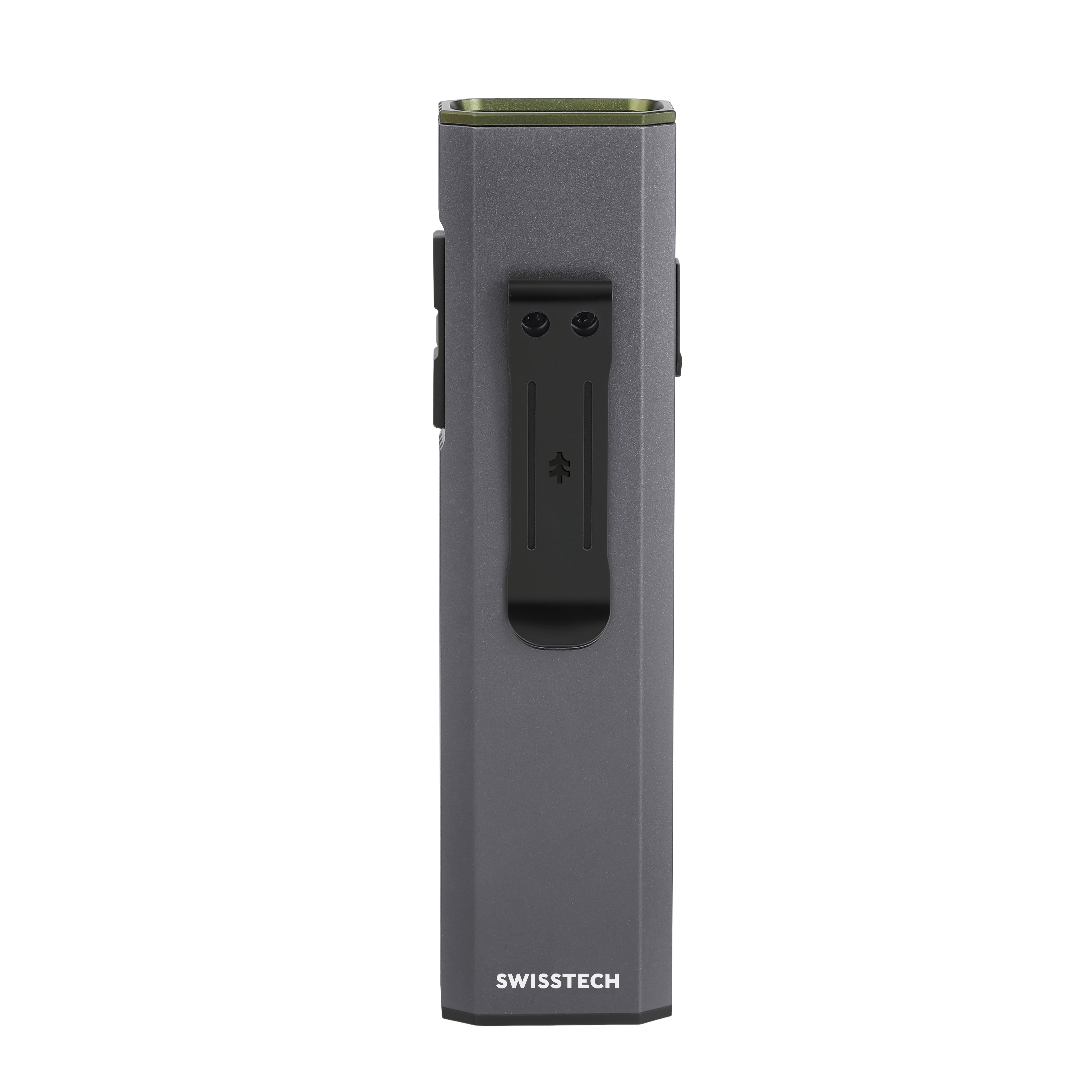 Swiss Tech Dunn 2500 Lumen Flat EDC Rechargeable LED Flashlight with Laser, OLED, IP67