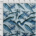 thumbnail image 3 of oneOone Rayon Medium Blue Fabric Fish Fabric For Sewing Printed Craft Fabric By The Yard 56 Inch Wide, 3 of 8