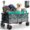 thumbnail image 7 of ACCVER Heavy Duty Collapsible Wagon Cart - 440LBS Capacity Folding Utility Cart w/ All-Terrain Wheels, Drink Holders for Camping, Beach, Grocery, Sports (Foldable & Portable), Extra Large Grey, 7 of 7