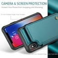 thumbnail image 2 of for iPhone X/XS Premium PU Leather Back Case, Multiple Card Slots Design, Double Magnetic Clasp Study Kickstand RFID Blocking Classic Phone Cover for iPhone X/XS, Blue, 2 of 9
