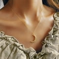 thumbnail image 3 of MEVECCO 18K Gold Plated Dainty Minimalist Carved Gold Moon Pendant Necklace for Women Gift, 3 of 5