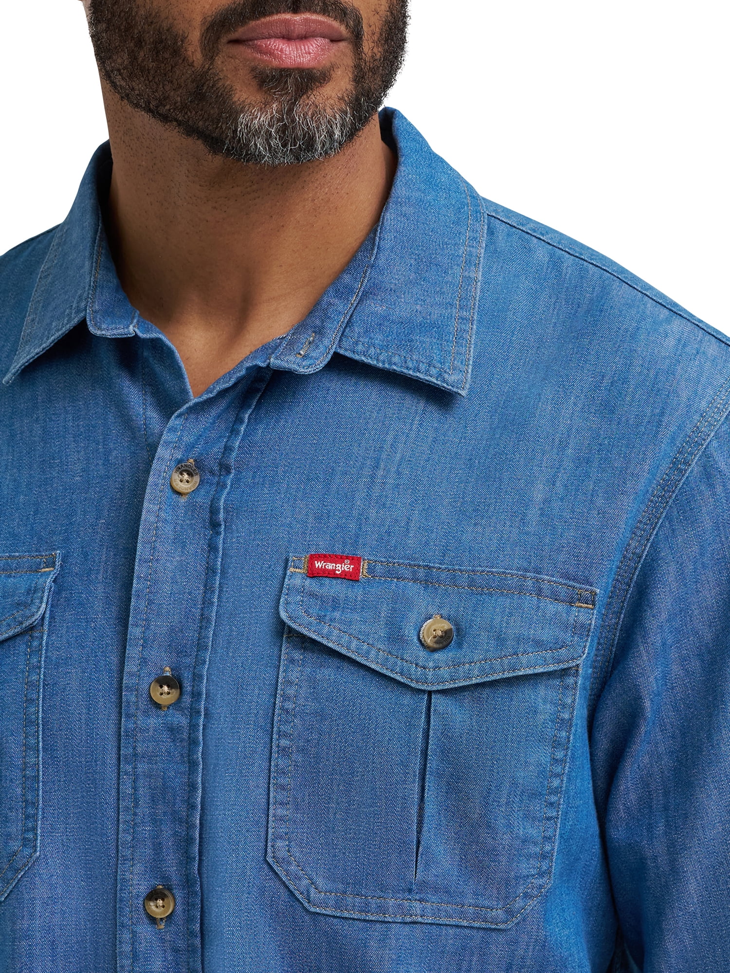 Wrangler® Men's and Big Men's Relaxed Fit Long Sleeve Woven Shirt, S-5XL