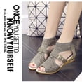 thumbnail image 4 of Lyinloo Summer Women Wedge Sandals Fashion Fish Mouth Pumps Sexy Hollow Out Shoes Gold 36, 4 of 6