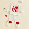 thumbnail image 4 of Infant Toddler Baby Girl Valentines Day Outfit Love Heart Sweatshirt Pant Sets Valentine's Gift Set, 4 of 8