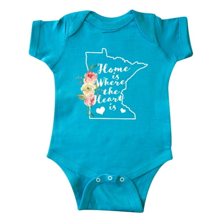 

Inktastic Minnesota Home is Where the Heart is with Watercolor Floral Gift Baby Boy or Baby Girl Bodysuit