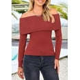 thumbnail image 6 of PRETTYGARDEN Women's Fall Off Shoulder Sweaters Y2K Long Sleeve Ribbed Knit Fitted Pullover Winter Date Night Tops Blouse, 6 of 8