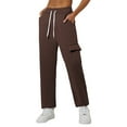 thumbnail image 5 of JJHGVB Cargo Pants Women High Waisted Pants Women's Autumn And Winter Fashion Plus Size Casual Sports Pants Wide Leg Pants Woman Baggy Pants Coffee XL, 5 of 8