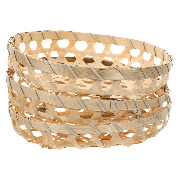 unbranded  3 Pcs Wicker Basket Bamboo Multi-functional Storage Delicate Texture