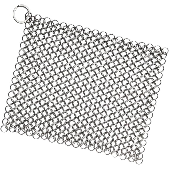8"x6" Cast Iron Stainless Steel Chainmail Cleaner for Pre-Seasoned Pans, Griddles, BBQ Grill and Pot Cookware Cleaning