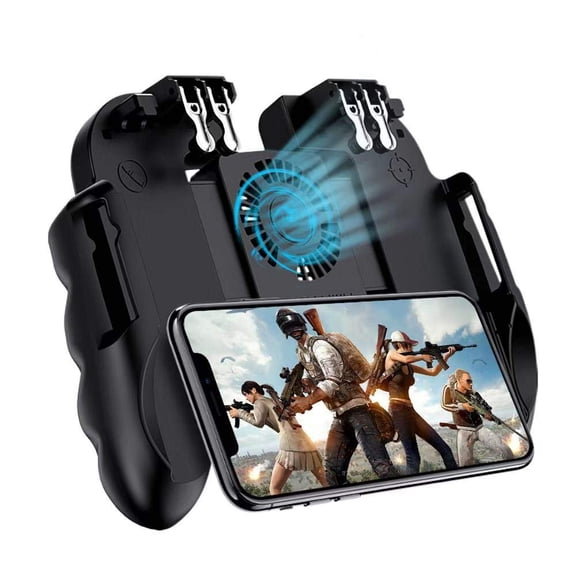 Mobile Game Controller 4 Trigger with Cooling Fan for/[6 Finger Operation] Gamepad Mobile Controller Trigger for 4.7-6.5" Phone