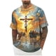 thumbnail image 2 of Ceisia Men's Religious Cross Print T-shirt Loose Fit Short Sleeve Round Neck Casual Easter Fashion Tee Tops Yellow M Gifts, 2 of 7