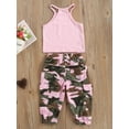 thumbnail image 5 of Miaouyo Kids Girls Pants Set, Sleeveless Letters Print Camisole with Camouflage Trousers Summer Outfit, 5 of 10