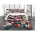 thumbnail image 4 of Ambesonne Fish Quilted Bedspread Set 3 Pcs, Mosaic Coral Undersea Life Art, King Size, Plum Orange and Teal, 4 of 4