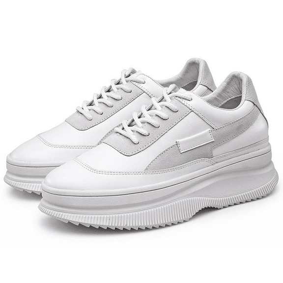 CMR CHAMARIPA Women Hidden Leather Wedge Sneakers 9CM / 3.54 Inches Taller-White