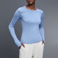 thumbnail image 3 of ZUKMRJPC Womens Long Sleeve Workout Tops Crewneck Slim Fit Yoga Athletic Shirt Lightweight Breathable Sports Running Tops with Thumb Hole, 3 of 8