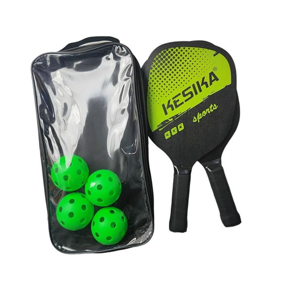 Portable s Set Rackets Comfort Grip 4 Pickleballs Carry Bag Lightweight Wood for Adults Men Sports Training Equipment Green