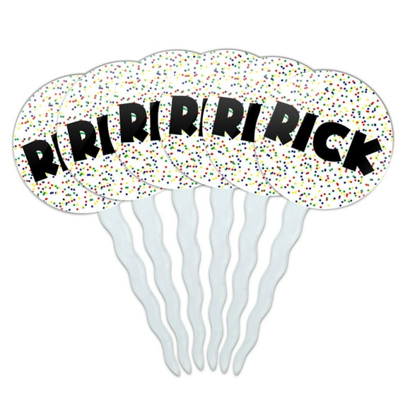 Rick Cupcake Picks Toppers - Set of 6 - Mutlicolored Speckles
