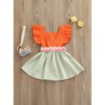 thumbnail image 4 of Xingqing Robe d'Été Mignonne pour Filles, Manches Courtes à Volants, Robe en Dentelle Patchwork avec Ceinture Orange 5-6 Ans, 4 of 9
