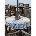 thumbnail image 2 of Outdoor Tablecloth with Umbrella Hole for Patio/Picnic/Party/Camping, Blue Coastal Waterproof Table Cloth Round Cover Washable, Summer Watercolor Vintage Starfish Corals (Dia 54"), 2 of 9