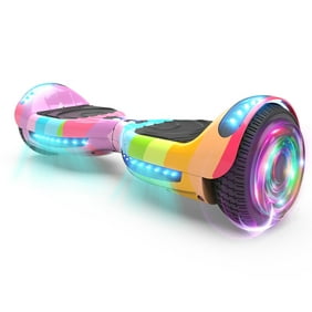 Flash Wheel Hoverboard 6.5" Bluetooth Speaker with LED Light Self Balancing Wheel Electric Scooter - Rainbow Wave