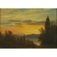 thumbnail image 2 of Albert Bierstadt 24x18 Black Ornate Framed Double Matted Museum Art Print Titled: On the Hudson River Near Irvington (1866-1870), 2 of 5