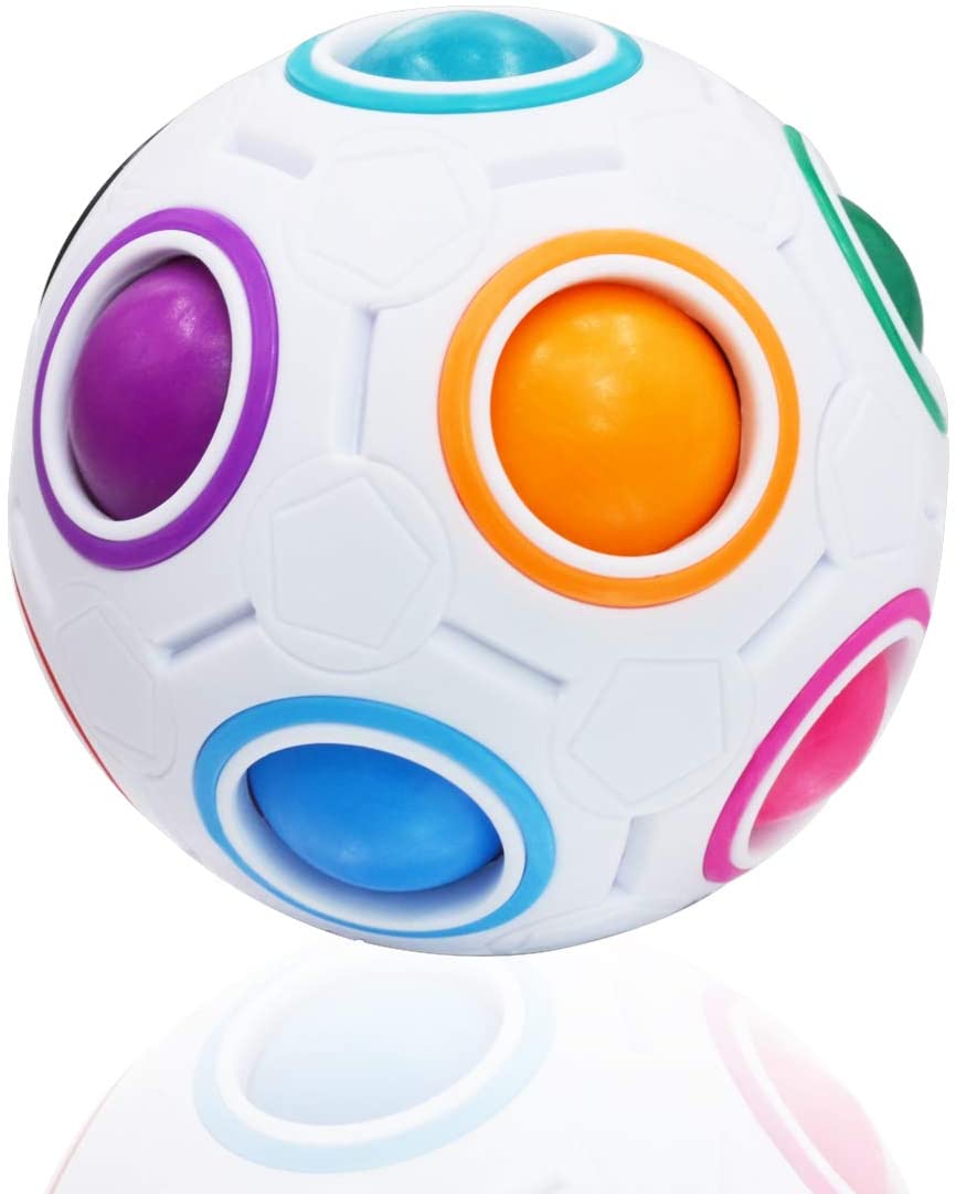 Stress Release Brain Teasers Educational Toy for Kids /& Adults 3D Puzzle Football Design Magic Rainbow Ball Jsdoin Intelligence Magic Cube Ball White