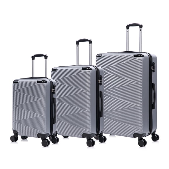 TUCCI Italy AVENZA Ensemble de Valises Rigides à Roulettes Pivotantes 3 Pcs 20 Pouces/24 Pouces/28 Pouces, Extensible, Durable avec Protection contre les Impacts, Unisexe - Argent
