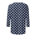 thumbnail image 7 of Viluyesy 3/4 Sleeves T-Shirt Women Round Neck Shirt Tops Relaxed Button Loose Blouse Navy Size 3XL, 7 of 7