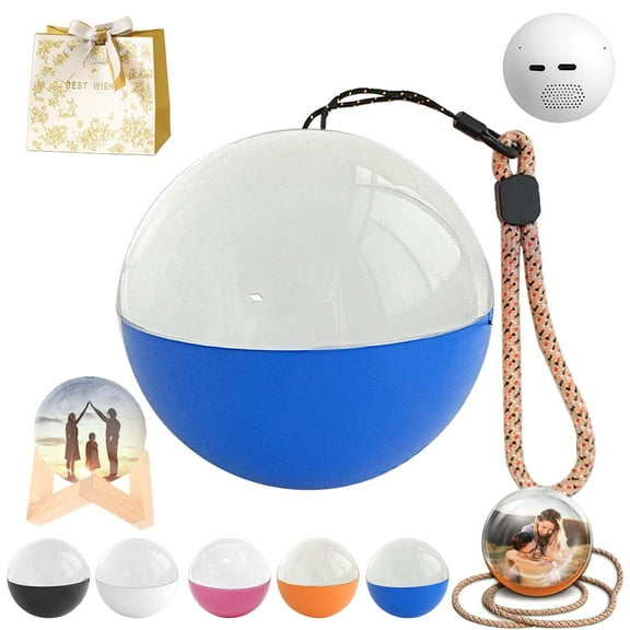 Magic Crystal Ball Christmas Ornament, Memory Orb, 2.7in Memory Orb Custom Video Sphere, Uploadable Videos & Photos, Memory Orb Ornament, Family Moments Keepsake Gifts (Blue)