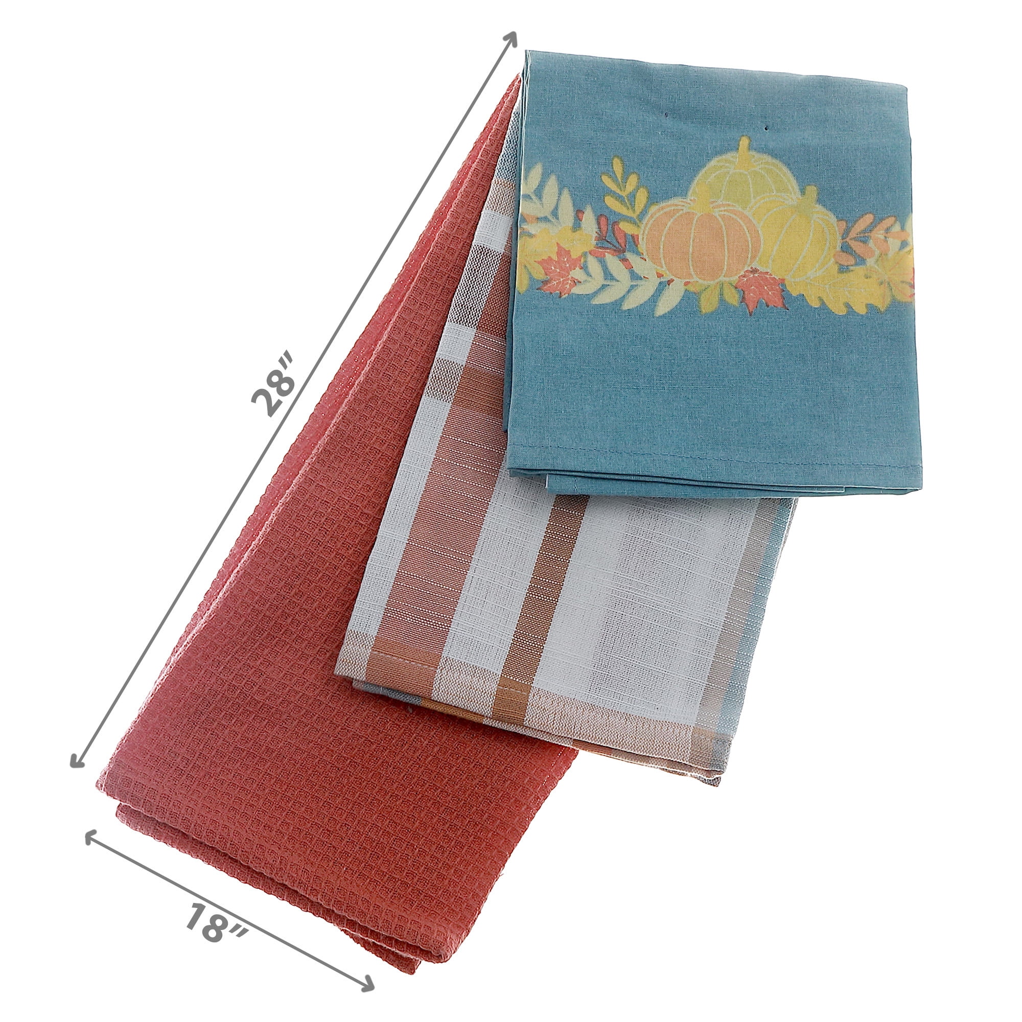 Kitchen Towel (Set Of 3 Pcs) (Plaid With Pumpkin Patch)