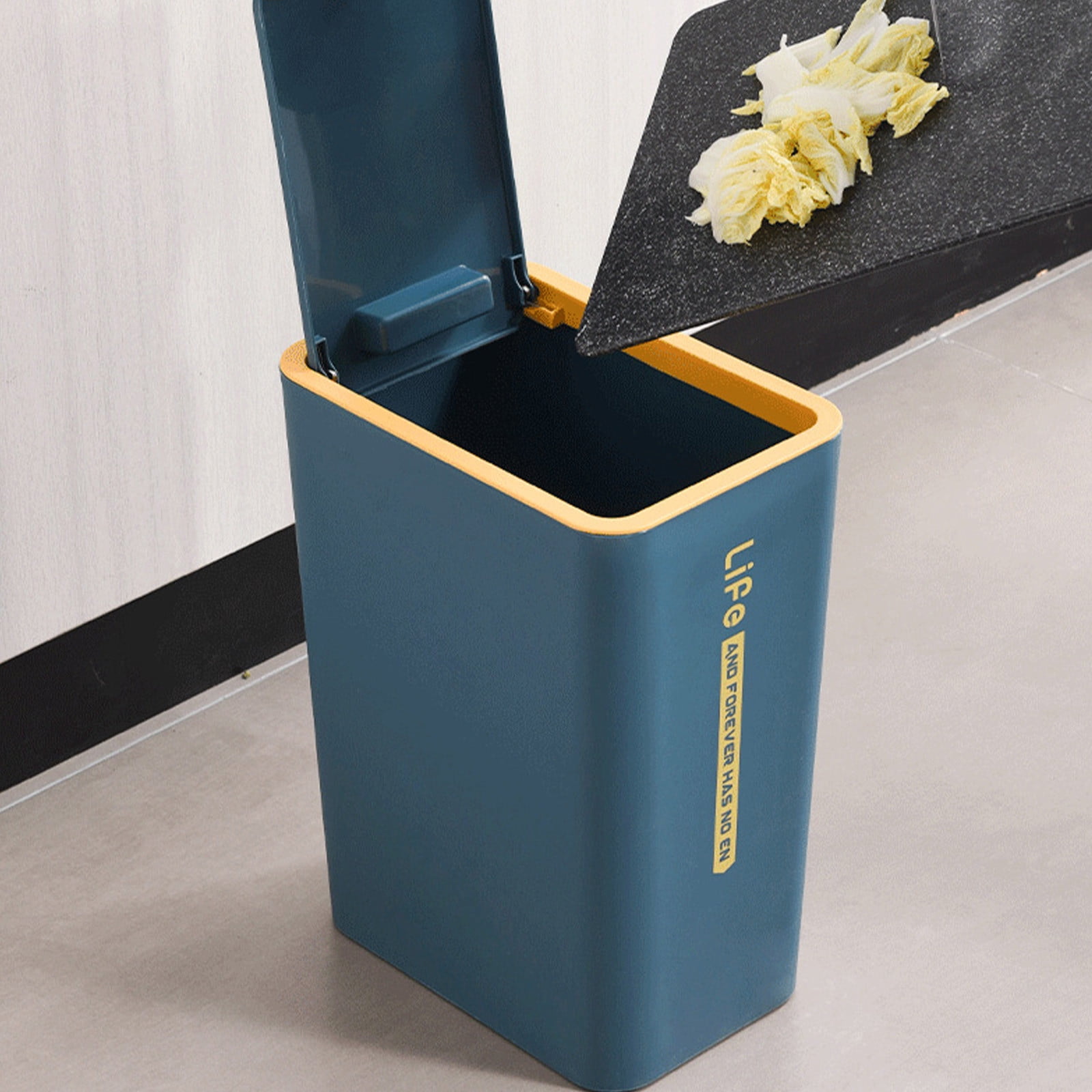Gnmfd 4-Gallon Clip Lid Trash Can, Compact Press Top Waste Bin for Bathroom Bedroom Kitchen Toilet, Slim Garbage Container for Small Spaces Under Sink Cabinet, Home Office Organization
