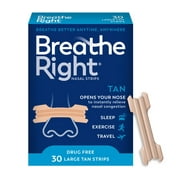 Breathe Right Nasal Strips to Stop Snoring, Drug-Free, Original Tan Large, 30 Count