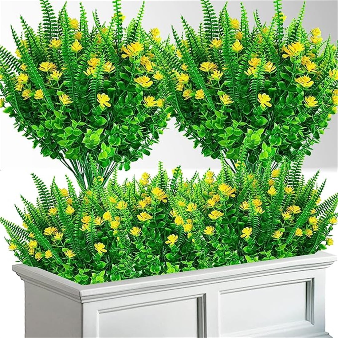 BOOM Artificial Flowers for Outdoors, 8 Bundles UV Resistant Outdoor