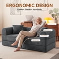 thumbnail image 3 of ELEKA74.8\" Modular Convertible Couch，Fold-Out Floor Sofa Bed Loveseat, All-Foam Futon Mattress Couch, Corduroy Sleeper Sofa for Living Room and Small Spaces, No Assembly Required, Grey, 3 of 11