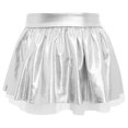 thumbnail image 7 of Aislor Girls 2 Piece Jazz Dance Performance Outfit Mock Neck Short Sleeve Sequins Crop Top with Shiny Tutu Skirt Silver 12, 7 of 7