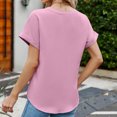 thumbnail image 4 of Eres Más Que una Camisa de Puntuación de Prueba con Cuello en V Algodón Hemstitch Patchwork Manga Corta Top Casual, Blusa Ligera de Verano para Uso Diario, 4 of 7