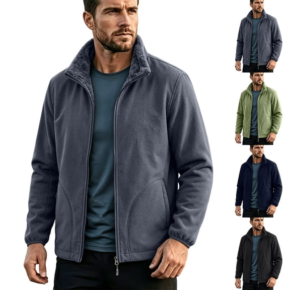 Mens Windbreaker Windproof Long Sleeve Turndown Collar Solid Color Zipper Jacket with Pockets Casual Coat for Daily Leisure Outdoor Sport